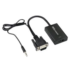 Универсальный конвертер VGA в HDMI с аудио, HDMII Женский адаптер VGA для мужских адаптеров с 3,5-миллиметровым аудиокабелем и зарядным шнуром Micro USB для DVD-плеера, планшетного ПК, цифровой камеры, зеркальной камеры