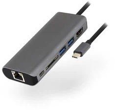 USB-C Multi-Port для HDMI 4K, 2-портовый USB3.0, устройство для чтения карт памяти, питание от источника питания типа C и адаптер Gigabit Ethernet