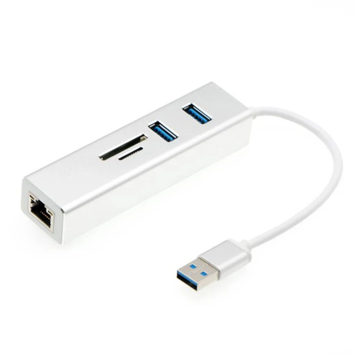 USB к 2 USB3.0 HUB Card Reader RJ45 Ethernet-адаптер