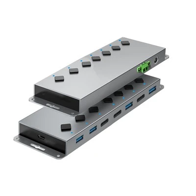 Новый промышленный концентратор с 7 портами, 4 порта USB A, 3 порта USB C, питание 12 В постоянного тока